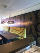 Luxe wandbank op maat met hoge rugleuning