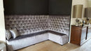 Luxe wandbank op maat met hoge rugleuning