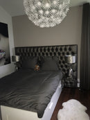 Gecapitonneerd hoofdbord op maat in skai stof